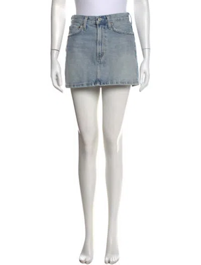 Pre-owned Agolde Distressed Accents Mini Skirt In Blue