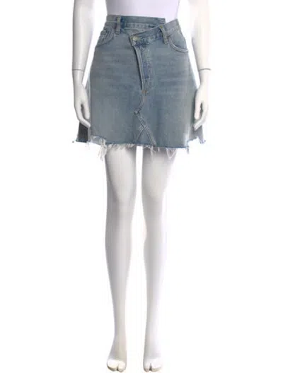Pre-owned Agolde Distressed Accents Mini Skirt In Blue