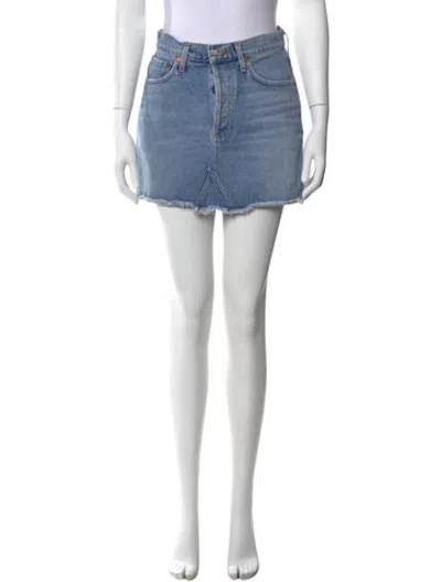 Pre-owned Agolde Distressed Accents Mini Skirt In Blue