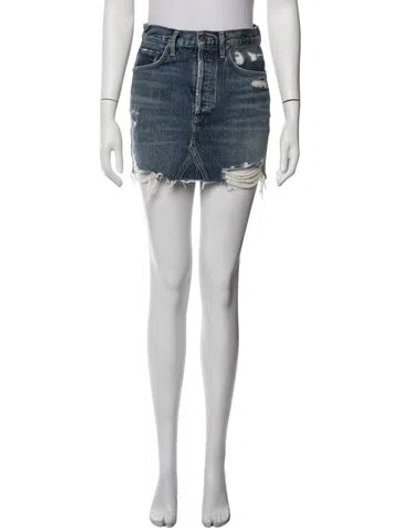 Pre-owned Agolde Distressed Accents Mini Skirt In Burgundy