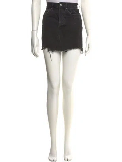 Pre-owned Agolde Distressed Accents Mini Skirt In Gray