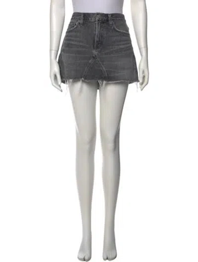 Pre-owned Agolde Distressed Accents Mini Skirt In Gray