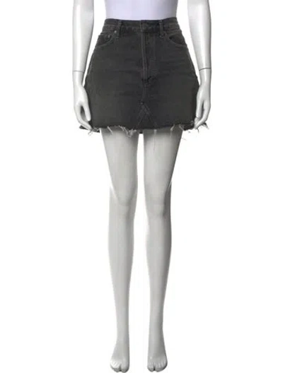 Pre-owned Agolde Distressed Accents Mini Skirt In Gray