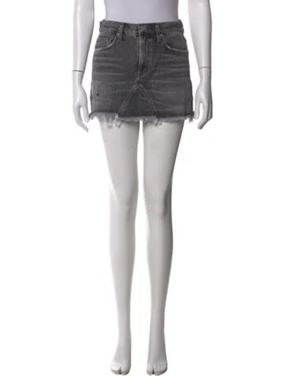 Pre-owned Agolde Distressed Accents Mini Skirt In Gray