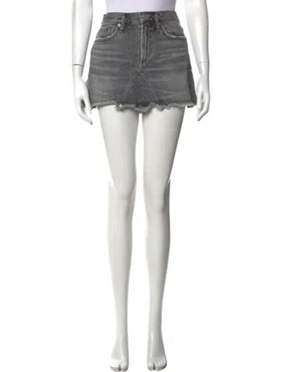 Pre-owned Agolde Distressed Accents Mini Skirt In Grey