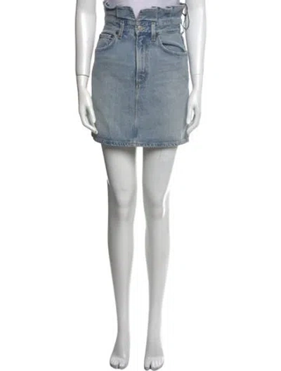 Pre-owned Agolde Distressed Accents Mini Skirt W/ Tags In Blue