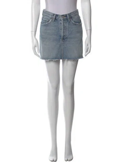 Pre-owned Agolde Distressed Accents Mini Skirt W/ Tags In Blue
