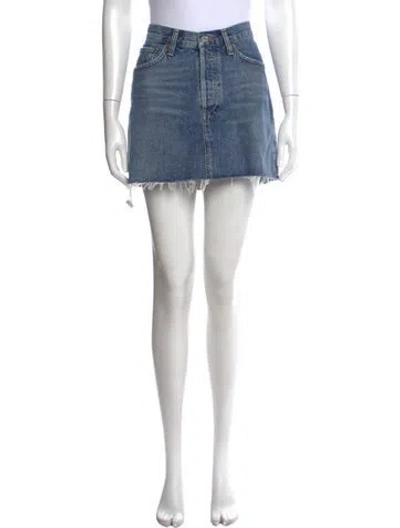 Pre-owned Agolde Distressed Accents Mini Skirt W/ Tags In Blue