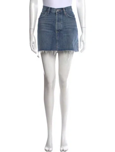 Pre-owned Agolde Distressed Accents Mini Skirt W/ Tags In Blue