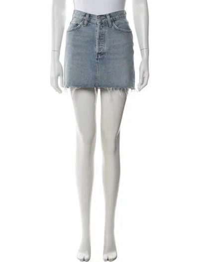Pre-owned Agolde Distressed Accents Mini Skirt W/ Tags In Blue