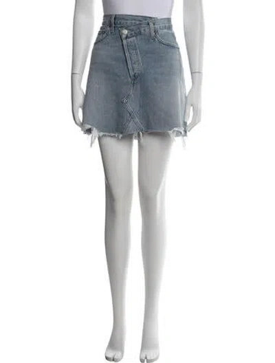 Pre-owned Agolde Distressed Accents Mini Skirt W/ Tags In Blue