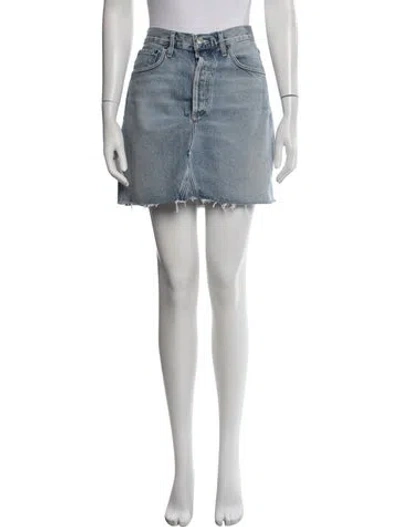 Pre-owned Agolde Distressed Accents Mini Skirt W/ Tags In Blue