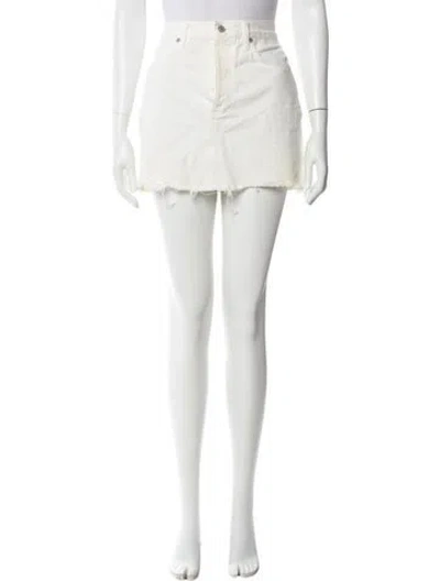 Pre-owned Agolde Distressed Accents Mini Skirt In White