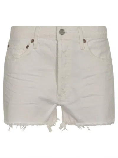 AGOLDE DISTRESSED BUTTONED DENIM SHORTS