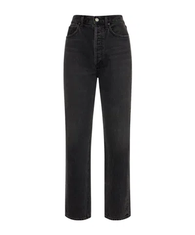 Agolde Distressed Cropped Jeans In Black