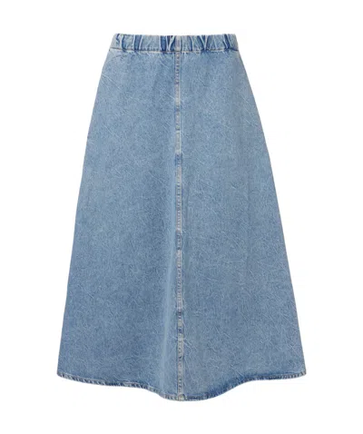 Agolde Hilla Mid-rise Back-slit Maxi Skirt In Practice In Blue