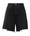 Agolde Distressed-effect Whiskering Denim Shorts In Black