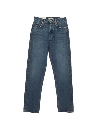 Pre-owned Agolde Distressed Straight-fit Jeans In Blue