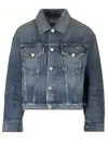 Agolde Blue Jacket With Vintage Effect In Denim Man In Blue