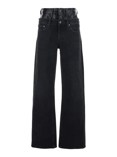 Agolde Double-waist Denim Jeans In Black
