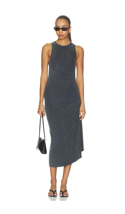 Agolde Draped Overlay Raglan Sleeve Mini Dress In Gray