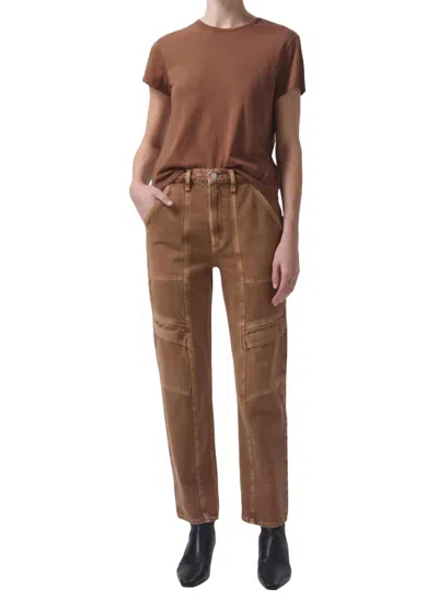 Agolde Drew Crewneck Tee In Beeswax In Brown