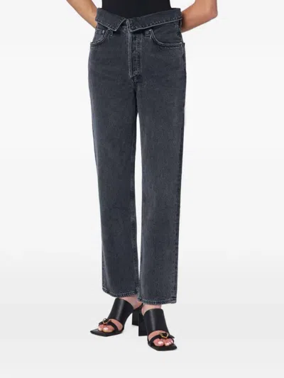 Agolde Echo Fold-over Straight-leg Jeans In Multi