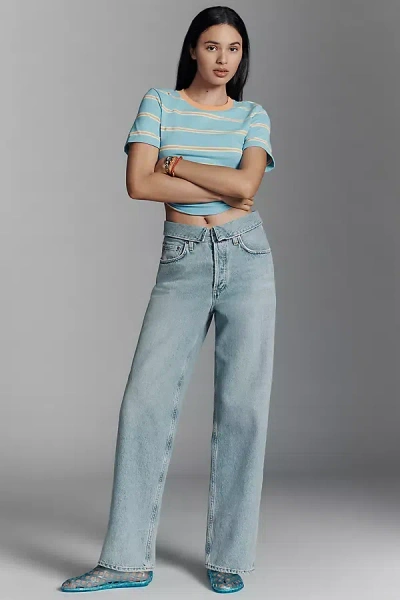 Agolde Echo High-rise Foldover-waist Tapered Jeans In Blue