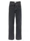 Agolde Blue Jeans With Front-fold Design And Logo Patch On The Rear In Black