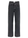 Agolde Blue Jeans With Front-fold Design And Logo Patch On The Rear In Gray