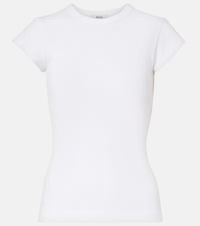 Agolde Edison Ribbed-knit T-shirt In White