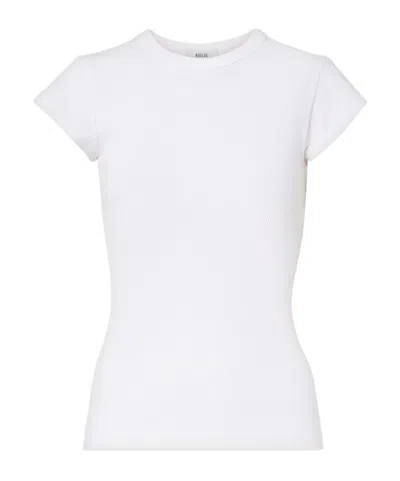 Agolde Edison Ribbed-knit T-shirt In White