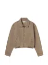 ELASTICATED-HEM DENIM JACKET