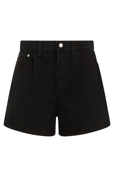 Agolde Elegant Denim Mini Shorts In Black