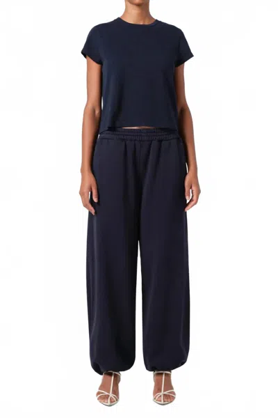 Agolde Elliott Wide Leg Sweatpants In Mirage Navy In Blue