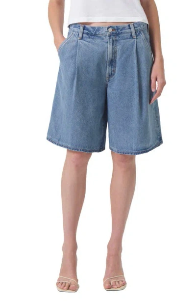 Agolde Ellis Denim Trouser Shorts In Baffle