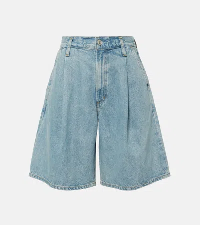Agolde Ellis Low-rise Denim Bermuda Shorts In Blue