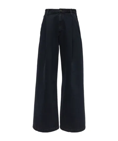 Agolde Ellis Low-rise Wide-leg Denim Trousers In Black