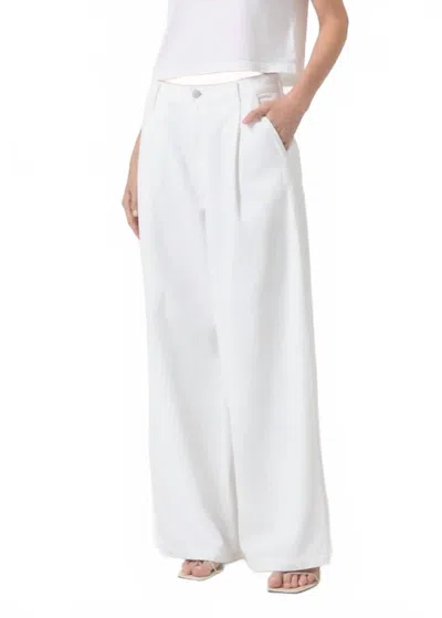 Agolde Ellis Low-slung Wide Leg Trouser Pants In Milkshake In White