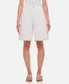 Agolde Ellis Pleated Organic Cotton Denim Shorts In White