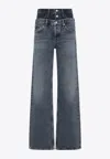 Agolde Elson Layered Straight-leg Jeans In Gray
