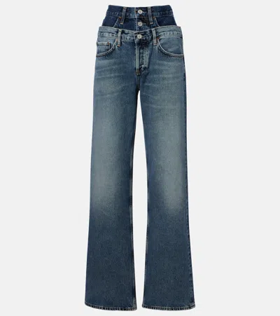 Agolde Elson High-rise Wide-leg Jeans In Blue