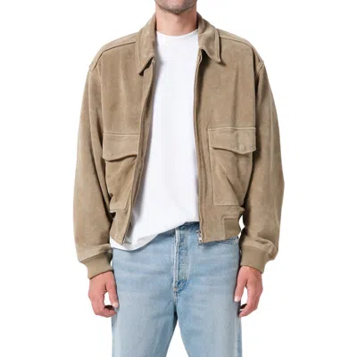 Agolde Emil Suede Bomber Jacket In Brown