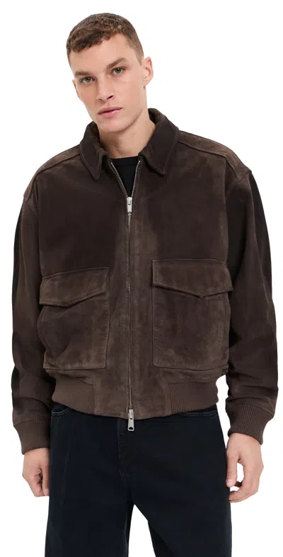 Agolde Emil Suede Bomber Jacket Seal Brown