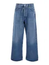 Agolde Emmi Blue Five Pocket Jeans With Thin Waist Belt In Denim Woman