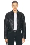 Agolde Essie Recycled Leather Crop Jacket In Black