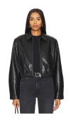 Agolde Essie Recycled Leather Crop Jacket In Black