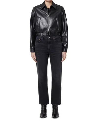 AGOLDE X SHOREDITCH SKI CLUB ESSIE LEATHER CROPPED JACKET