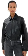 Agolde Essie Recycled Leather Crop Jacket In Black