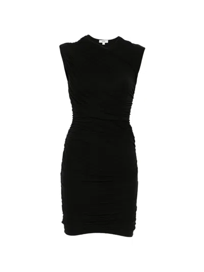 Agolde Ester Ruched Sleeveless Mini Dress In Black